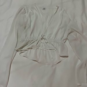 Sunday Best Long Sleeve Crop Top Blouse with Ties in front
